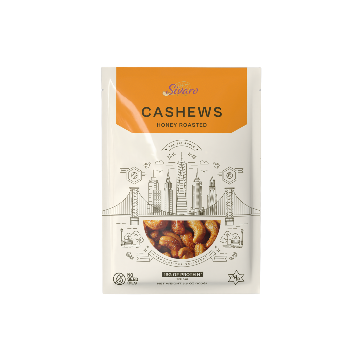 Sivaro Honey Roasted Cashews 3.5 oz - Case of 12