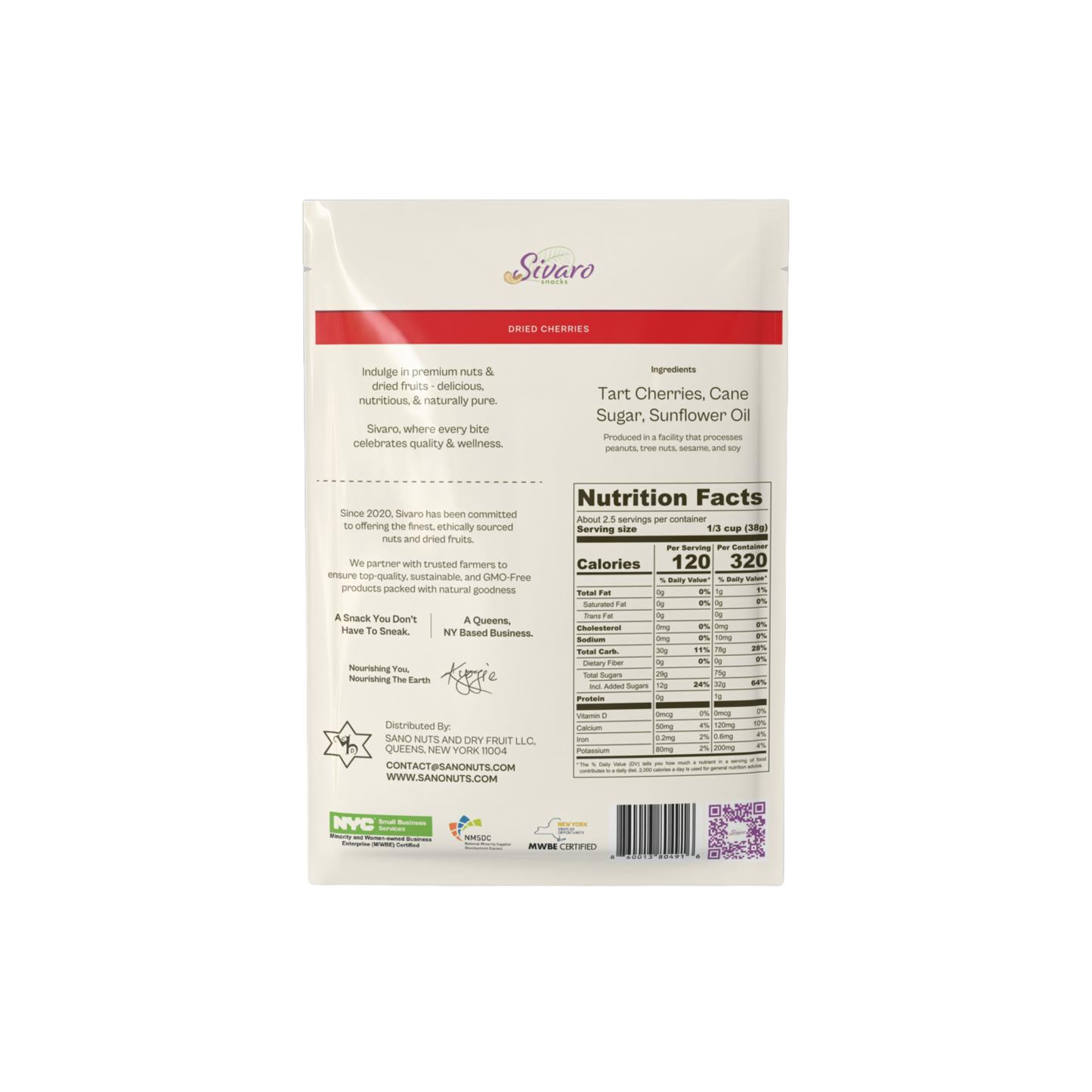 Sivaro Dried Cherries 3.5 oz- Case of 12