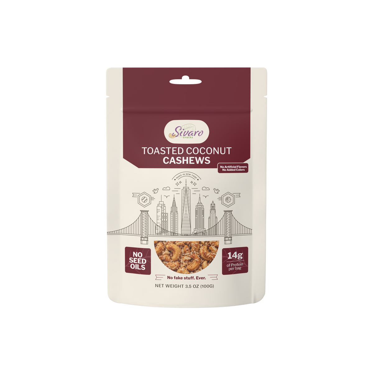 Sivaro Golden Toasted Coconut Cashews 3.5 oz