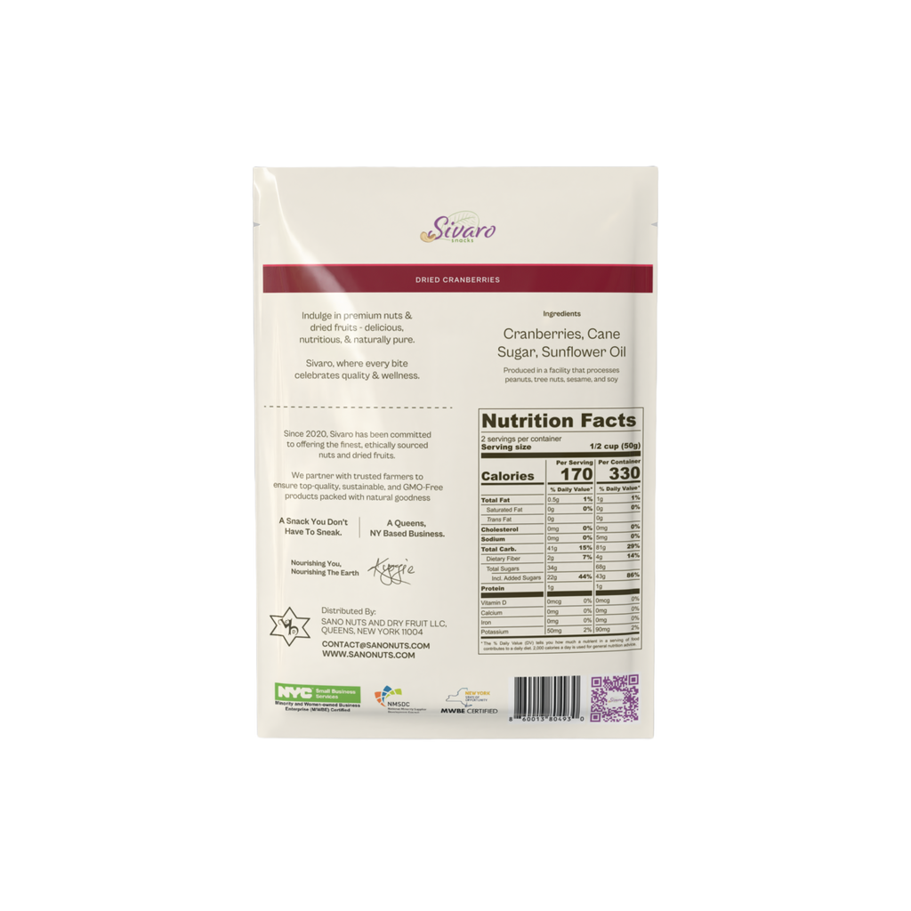 Sivaro Dried Cranberries 3.5 oz - Case of 12