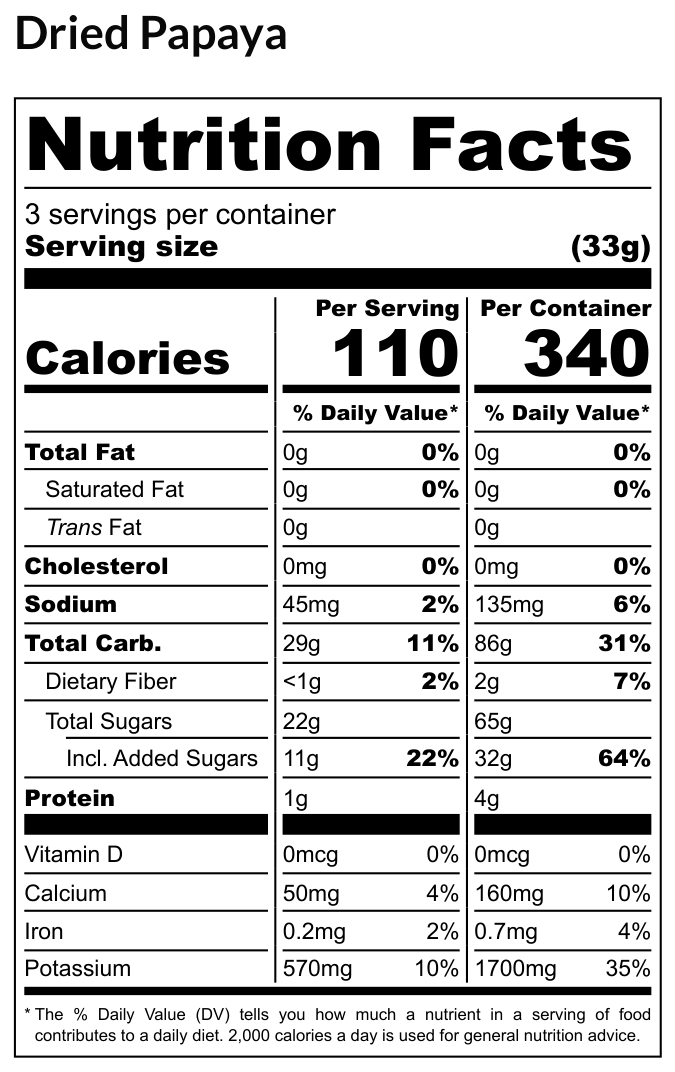 Dried Papaya Sulphur-Free, 3.5 oz (Temporary Craft Bag)