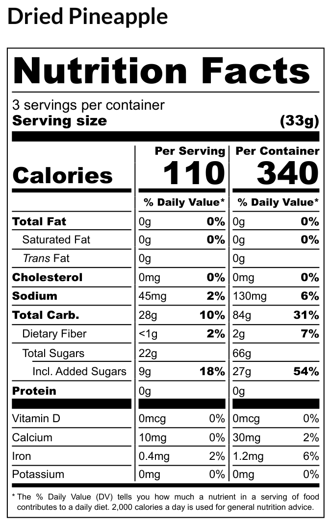 Dried Pineapple Sulphur-Free, 3.5 oz (Temporary Craft Bag)