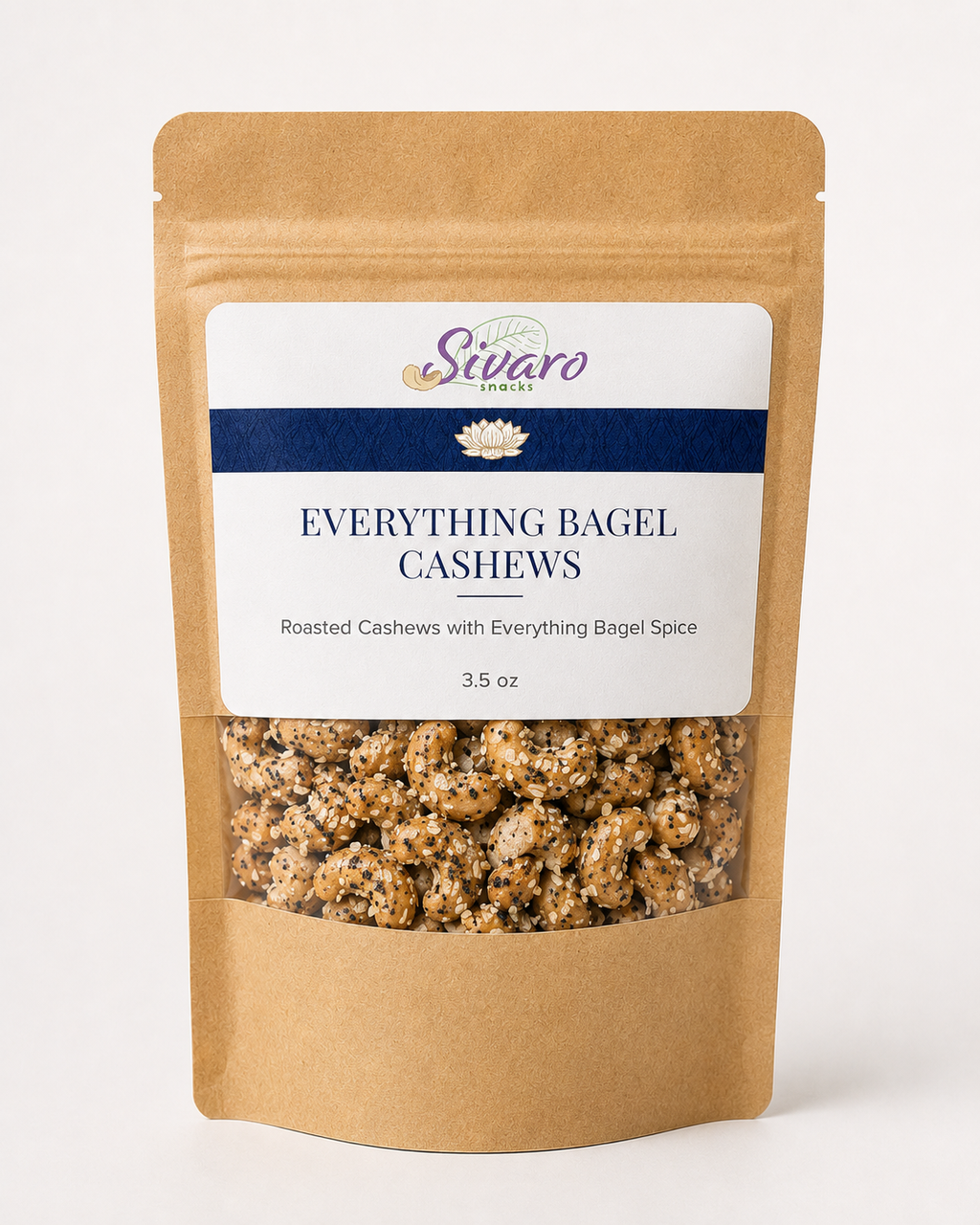 Everything Bagel Cashews -  Seed-Oil-Free, 3.5 oz (Temporary Craft Bag)