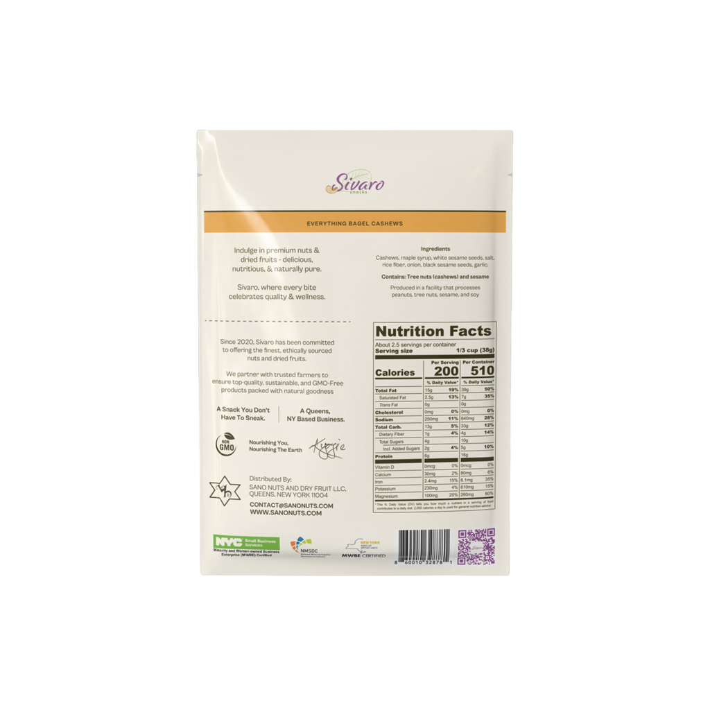 Sivaro Everything Bagel Cashews 3.5 oz - Case of 12