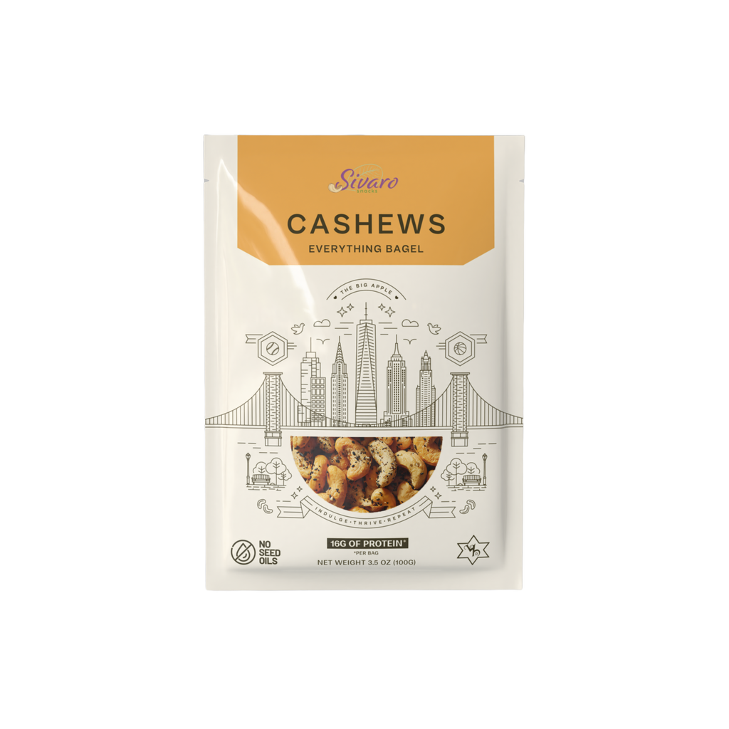 Sivaro Everything Bagel Cashews 3.5 oz - Case of 12