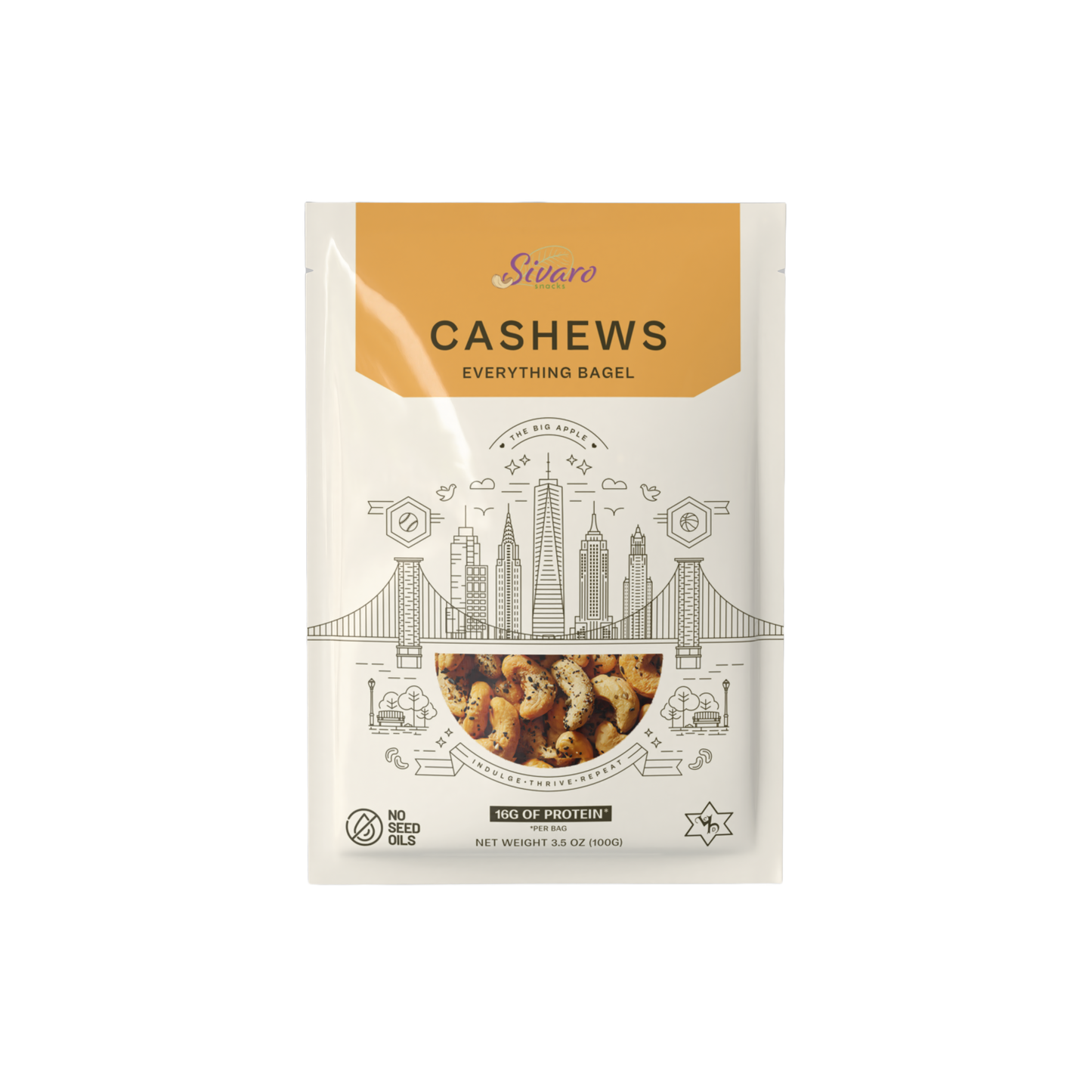 Sivaro Everything Bagel Cashews 3.5 oz - Case of 12