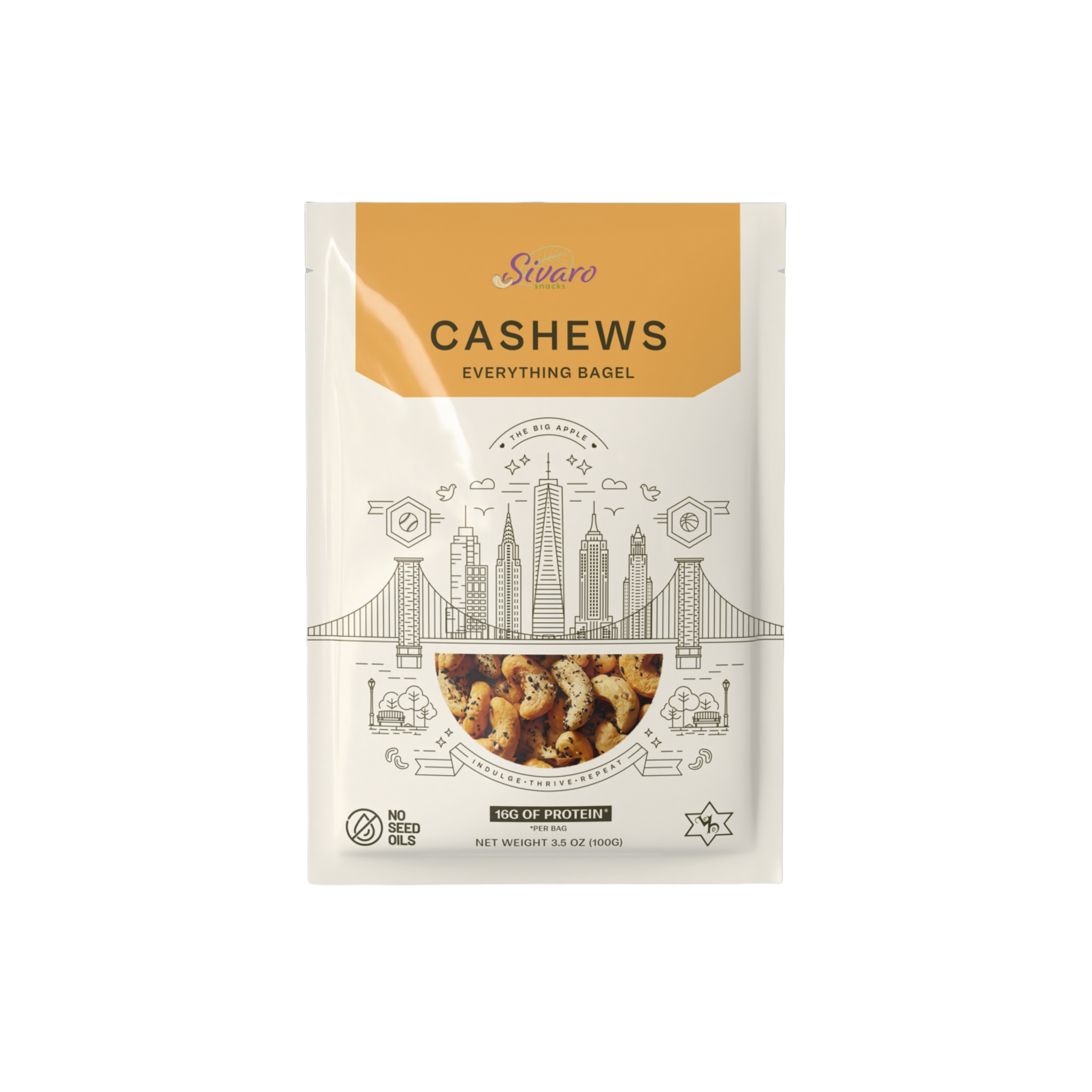 Sivaro Everything Bagel Cashews 3.5 oz - Case of 12