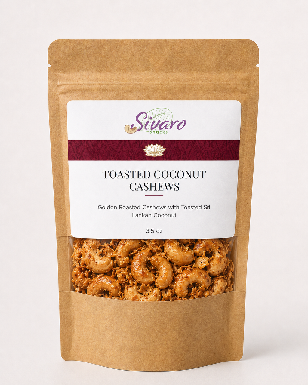 Golden Toasted Coconut Cashews - Seed-Oil-Free, 3.5 oz (Temporary Craft Bag)