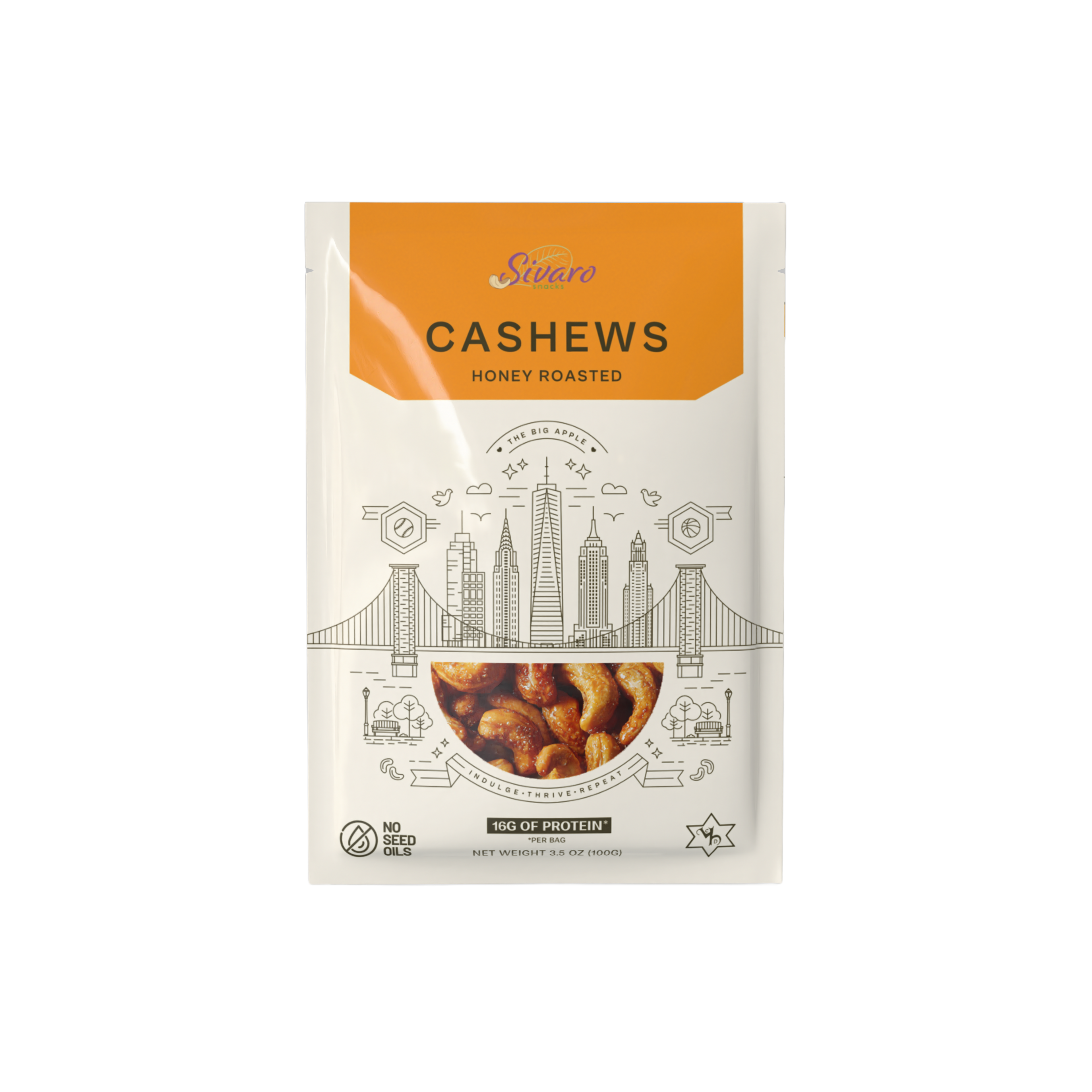 Sivaro Honey Roasted Cashews 3.5 oz - Case of 12