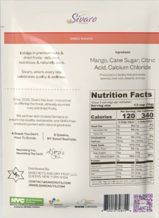 Sivaro Dried Mango 3.5 oz- Case of 12