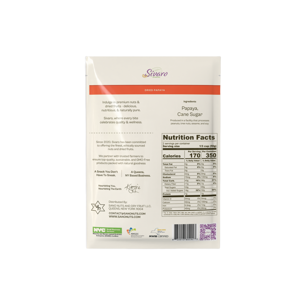 Sivaro Dried Papaya 3.5 oz - Case of 12