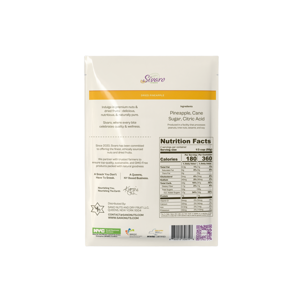 Sivaro Dried Pineapple 3.5 oz - Case of 12