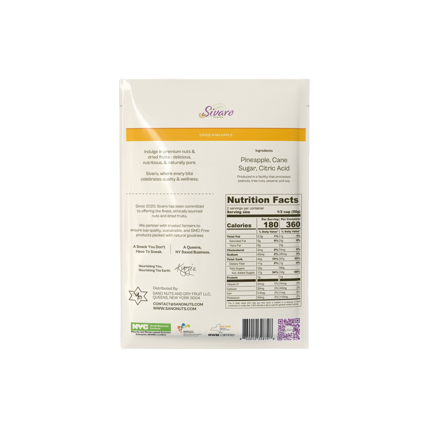 Sivaro Dried Pineapple 3.5 oz - Case of 12