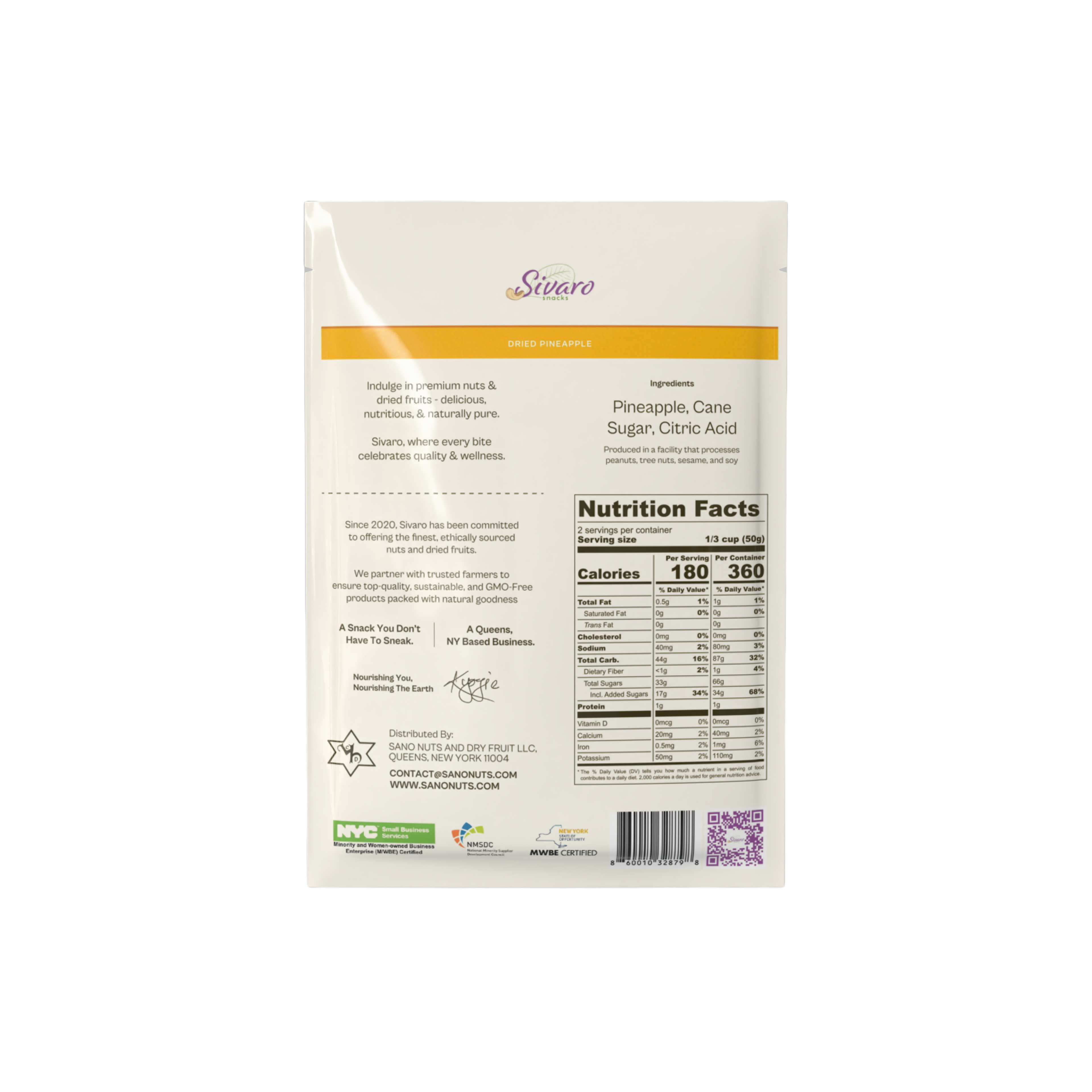 Sivaro Dried Pineapple 3.5 oz - Case of 12