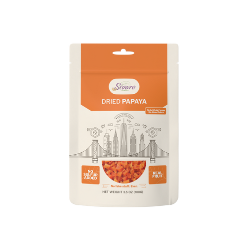 Sivaro Dried Papaya Chunks Sulphur-Free 3.5 oz