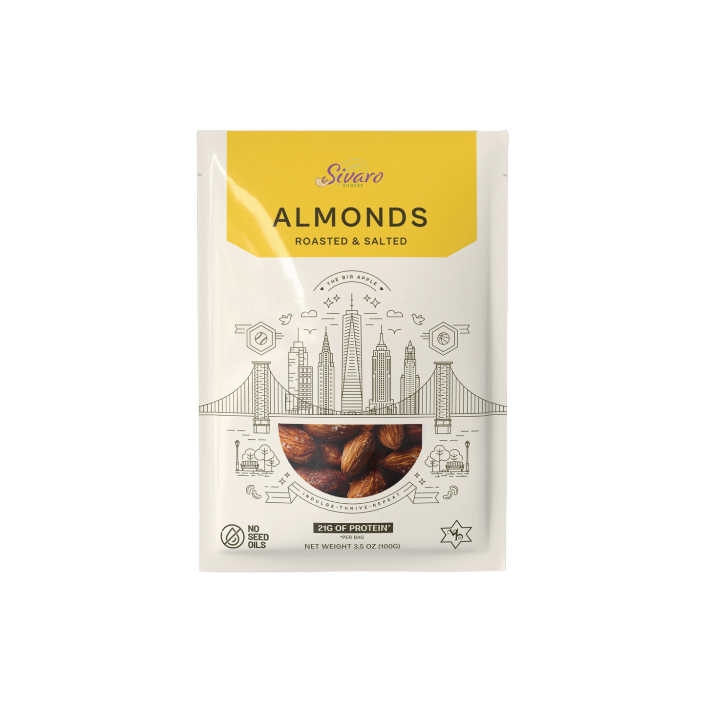 Sivaro Roasted Salted Almonds 3.5 oz - Case of 12