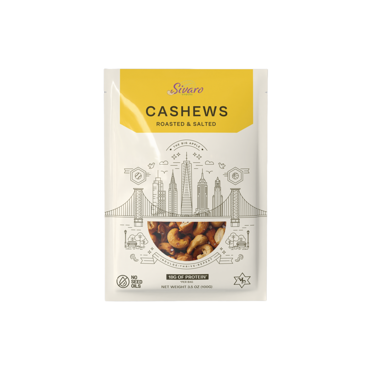 Sivaro Roasted Salted Cashews 3.5 oz - Case of 12