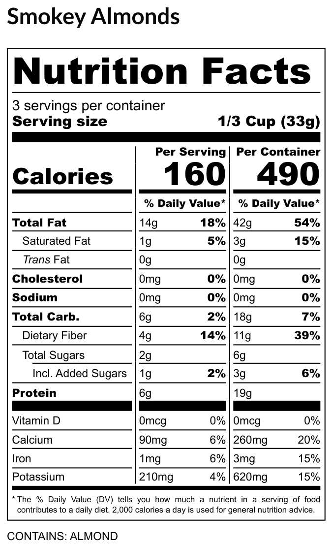 Smokey Almonds - Seed-Oil-Free, 3.5 oz (Temporary Craft Bag)